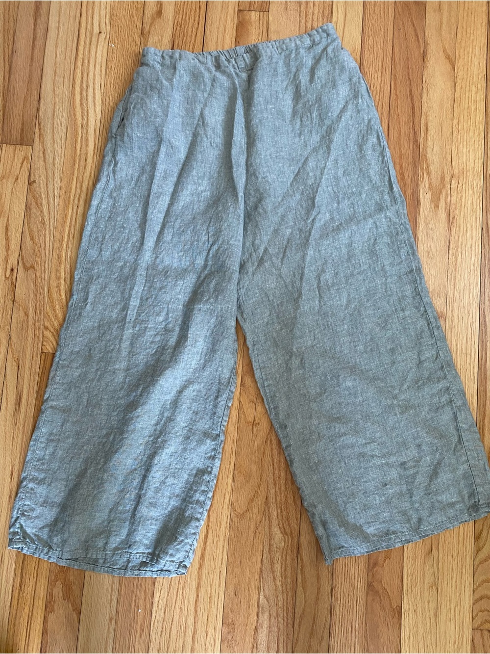 Flax Linen Culottes Pant Size Small Light Olive
